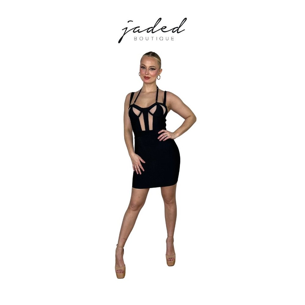Black Criss Cross Bandage Dress